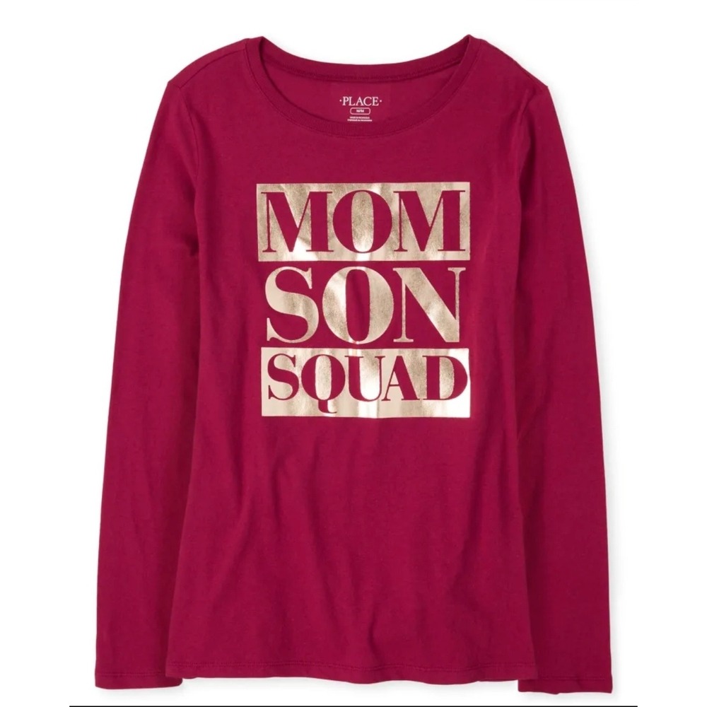 TCP Womens Medium Mom Son Squad Graphic Shirt Maroon Gold Long Sleeve